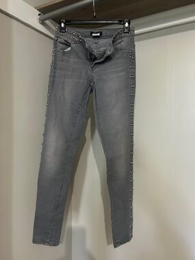 VENUS Gray Skinny Jeans with Side Stud Detail